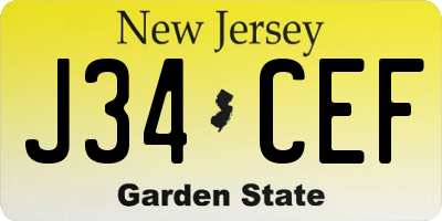 NJ license plate J34CEF