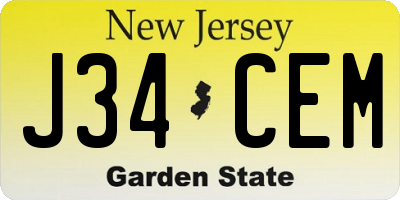 NJ license plate J34CEM