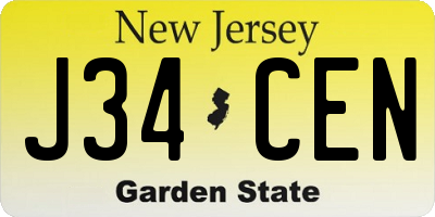 NJ license plate J34CEN