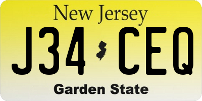 NJ license plate J34CEQ