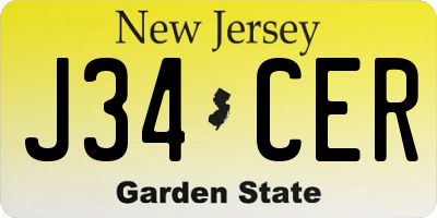 NJ license plate J34CER