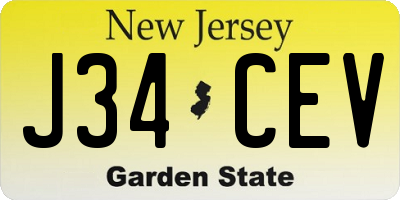 NJ license plate J34CEV