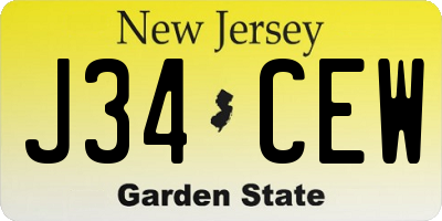 NJ license plate J34CEW