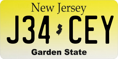 NJ license plate J34CEY