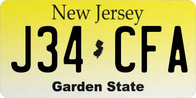 NJ license plate J34CFA