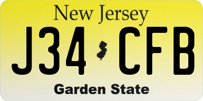 NJ license plate J34CFB