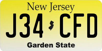 NJ license plate J34CFD