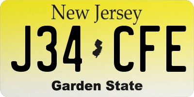 NJ license plate J34CFE