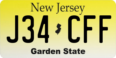 NJ license plate J34CFF