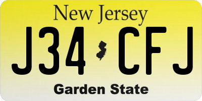 NJ license plate J34CFJ
