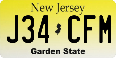 NJ license plate J34CFM