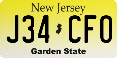 NJ license plate J34CFO