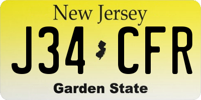 NJ license plate J34CFR