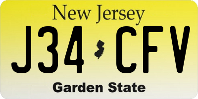 NJ license plate J34CFV