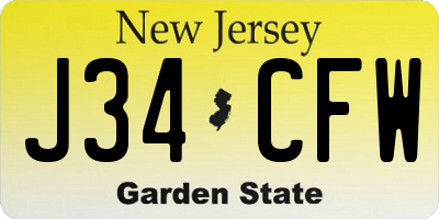 NJ license plate J34CFW