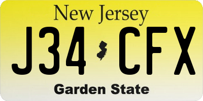 NJ license plate J34CFX