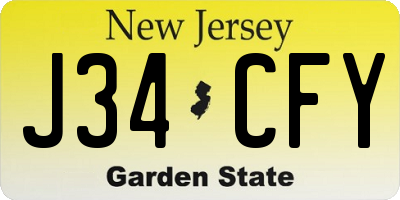 NJ license plate J34CFY