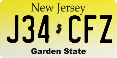 NJ license plate J34CFZ