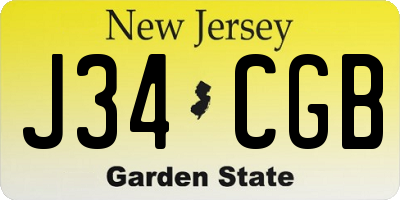 NJ license plate J34CGB