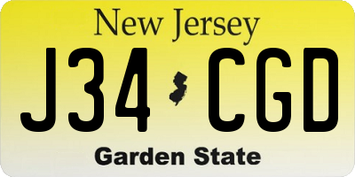 NJ license plate J34CGD