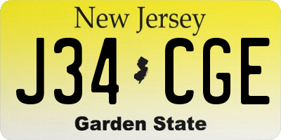 NJ license plate J34CGE