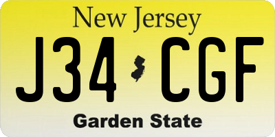 NJ license plate J34CGF