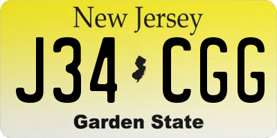 NJ license plate J34CGG
