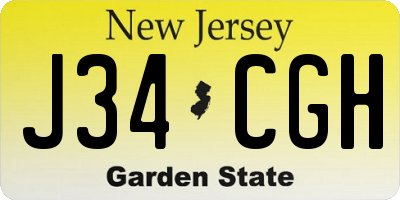NJ license plate J34CGH