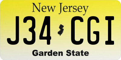 NJ license plate J34CGI