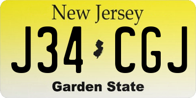 NJ license plate J34CGJ