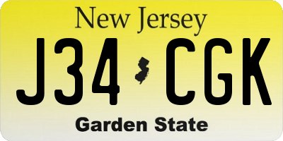 NJ license plate J34CGK