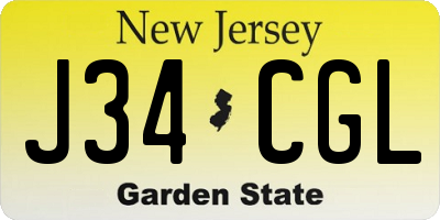 NJ license plate J34CGL