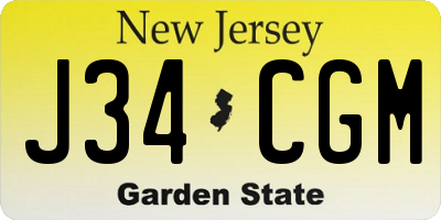 NJ license plate J34CGM