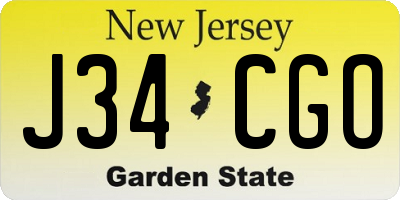 NJ license plate J34CGO