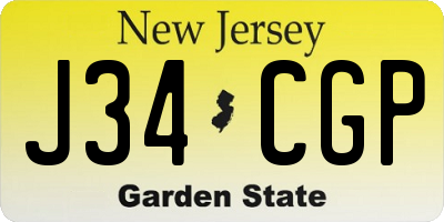 NJ license plate J34CGP