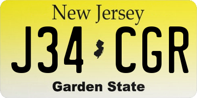 NJ license plate J34CGR