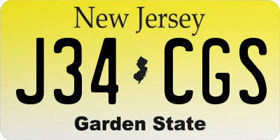 NJ license plate J34CGS