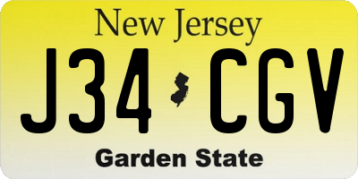 NJ license plate J34CGV