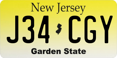 NJ license plate J34CGY