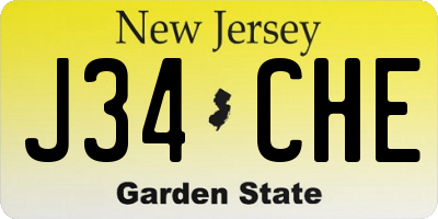 NJ license plate J34CHE