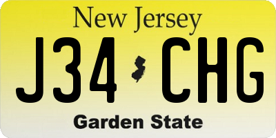 NJ license plate J34CHG