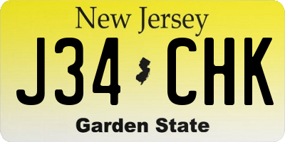 NJ license plate J34CHK