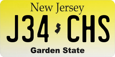 NJ license plate J34CHS