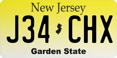 NJ license plate J34CHX