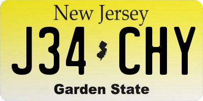 NJ license plate J34CHY