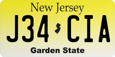 NJ license plate J34CIA