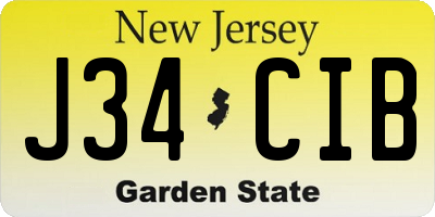 NJ license plate J34CIB