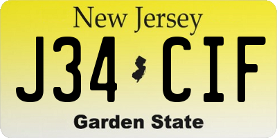 NJ license plate J34CIF