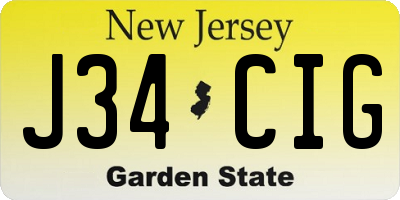 NJ license plate J34CIG