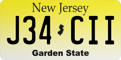 NJ license plate J34CII